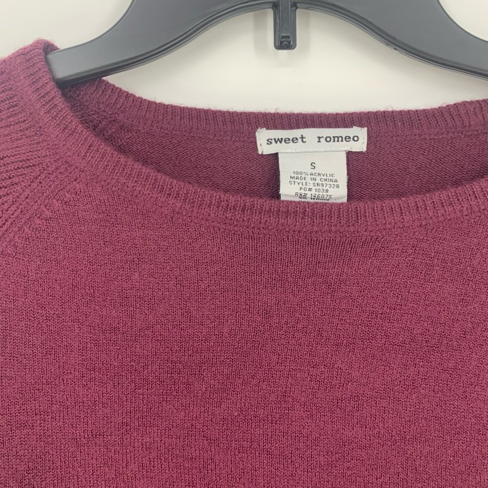 Sweet Romeo Ribbed Maroon Raglan Sleeve Pullover Sweater - Picture 4 of 7